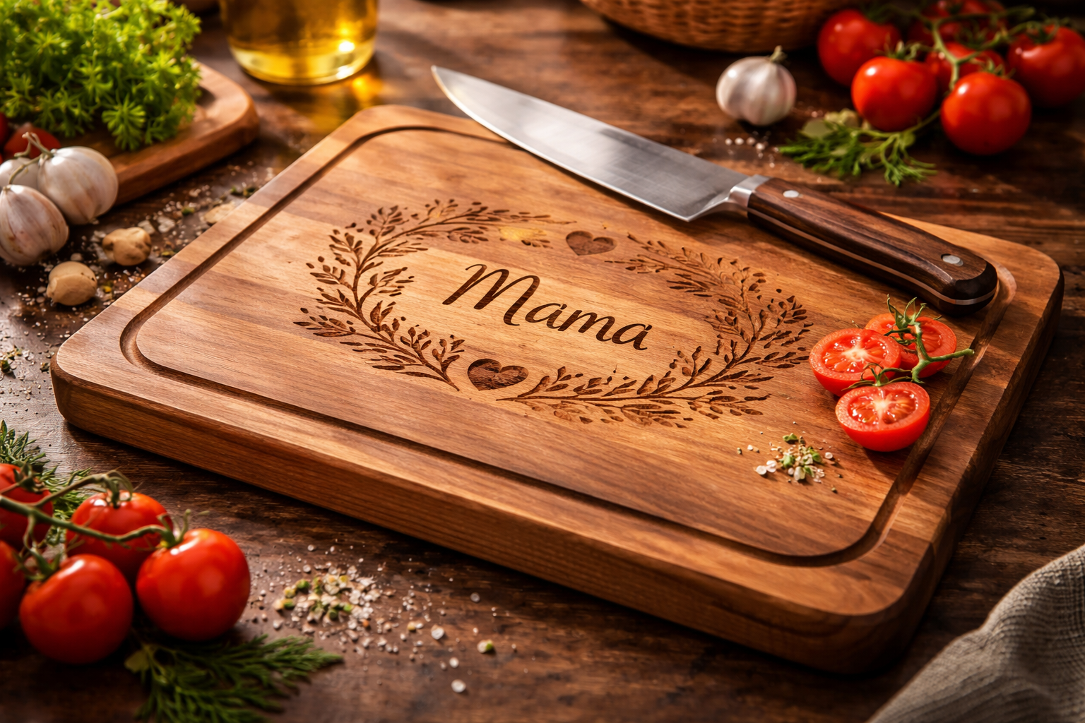 Mehr über den Artikel erfahren Personalisiertes Schneidebrett aus Holz – Das perfekte Geschenk für Familie