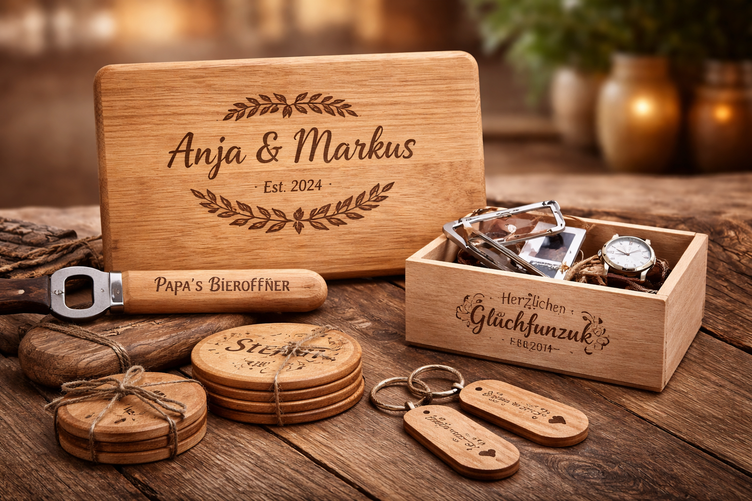 Mehr über den Artikel erfahren Holz Geschenke mit Gravur
