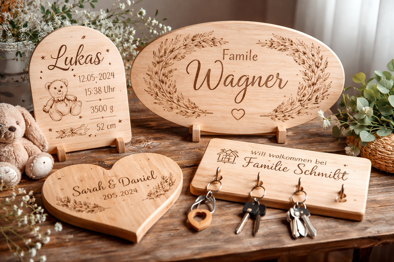 Mehr über den Artikel erfahren Personalisierte Holzgeschenke mit Gravur – Einzigartig & individuell